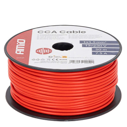 CÂBLE MONOCONDUCTEUR ROUGE CCA 1.5 MM² - BOBINE DE 50M AMIO