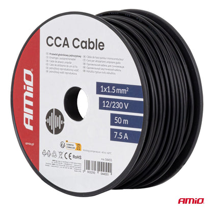 CÂBLE MONOCONDUCTEUR NOIR CCA 1.5 MM² - BOBINE DE 50M AMIO