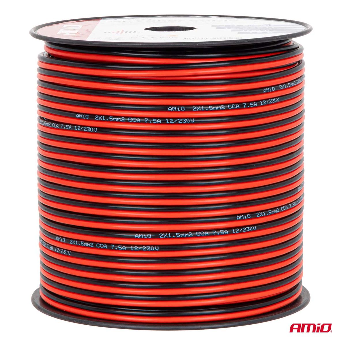 BOBINE CÂBLE HAUT-PARLEUR DEUX CONDUCTEURS CCA 2X1.5MM2 100M 7.5A AMIO