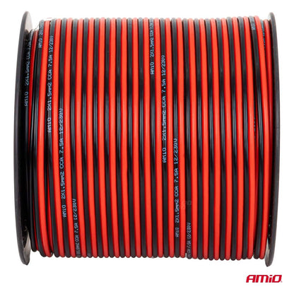 BOBINE CÂBLE HAUT-PARLEUR DEUX CONDUCTEURS CCA 2X1.5MM2 100M 7.5A AMIO