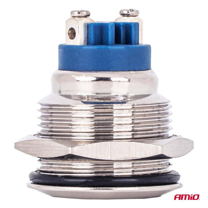 INTERRUPTEUR BOUTON PLAT ROND EN ACIER ON/OFF 19MM 5A 12/230V AMIO