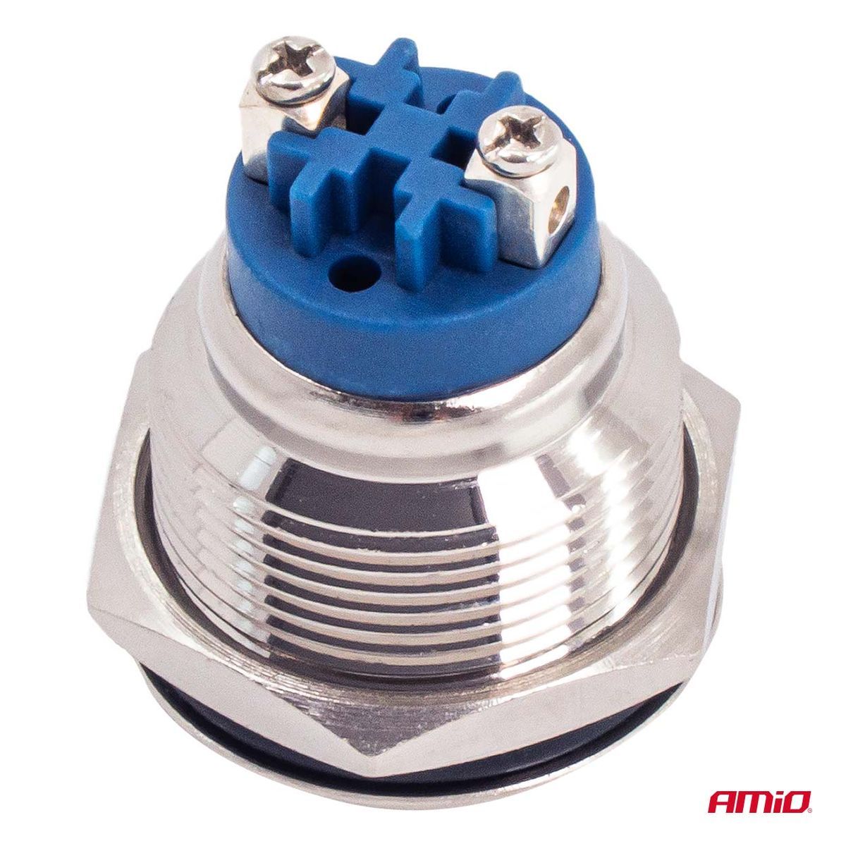 INTERRUPTEUR BOUTON PLAT ROND EN ACIER ON/OFF 19MM 5A 12/230V AMIO