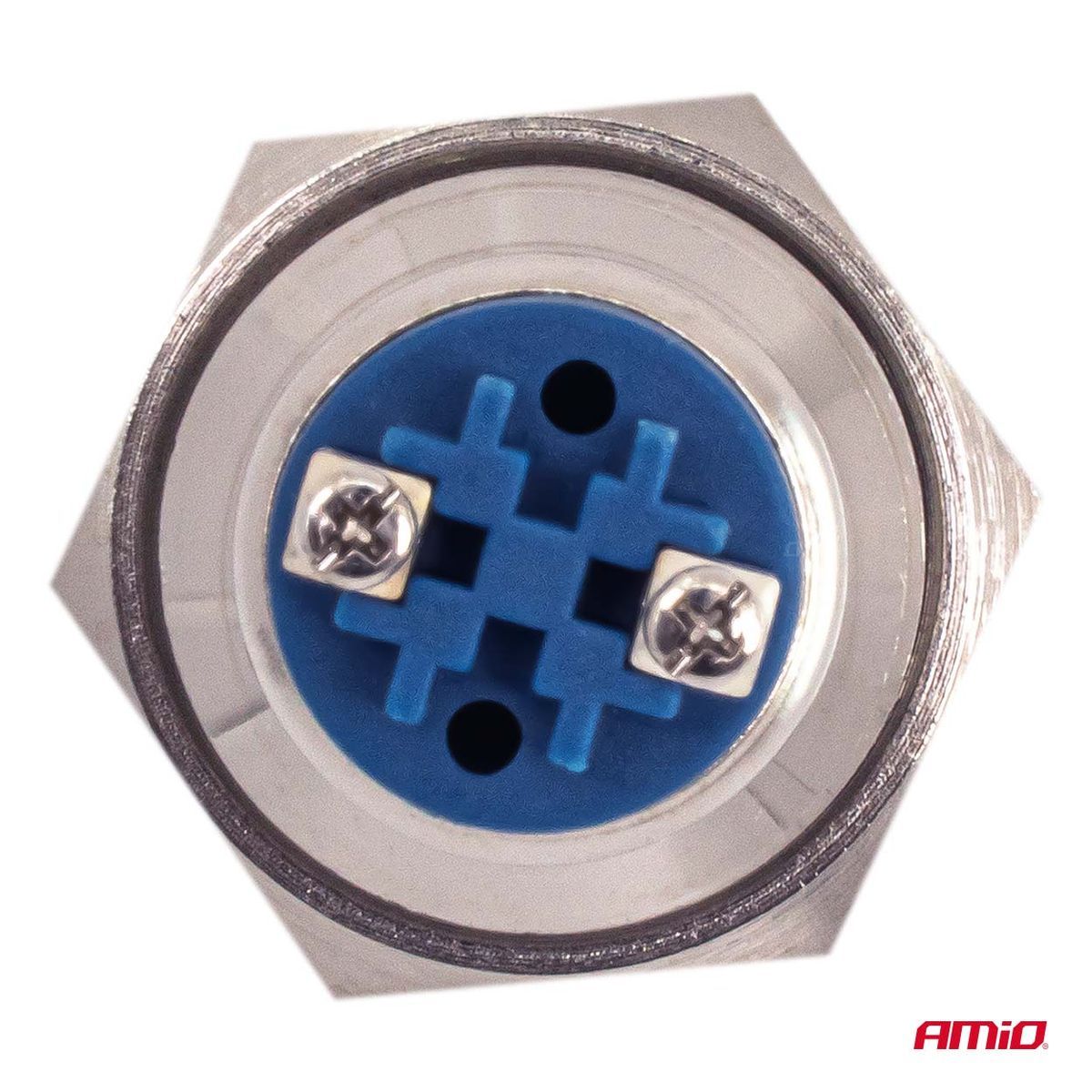 INTERRUPTEUR BOUTON PLAT ROND EN ACIER ON/OFF 19MM 5A 12/230V AMIO