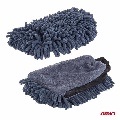 LOT GANT MICROFIBRE 20X26CM + SERVIETTE DE SÉCHAGE 60X90CM AMIO
