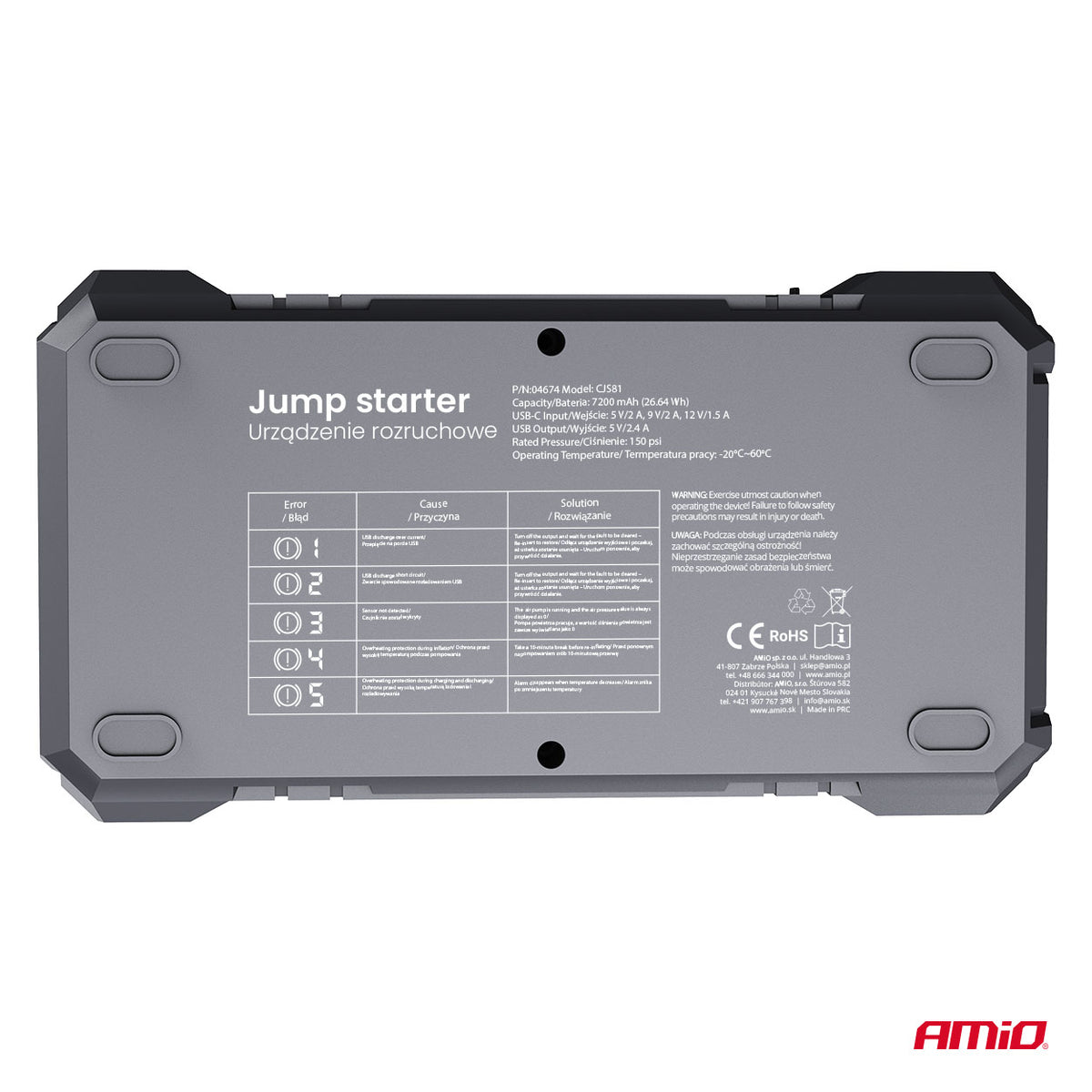 BOOSTER DEMARREUR MAX 600A GONFLEUR POWERBANK LAMPE AMIO