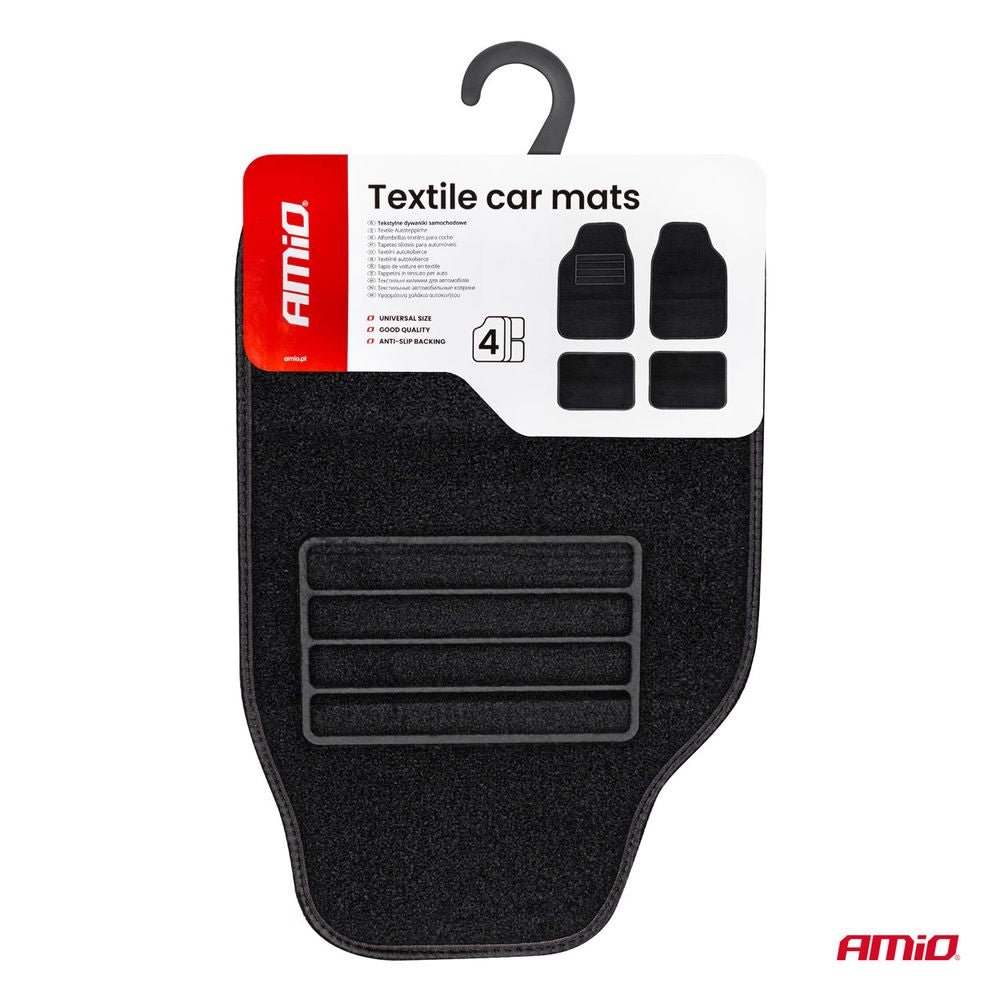 JEU DE 4 TAPIS DE SOL EN TISSU UNIVERSEL ANTI DERAPANT AMIO