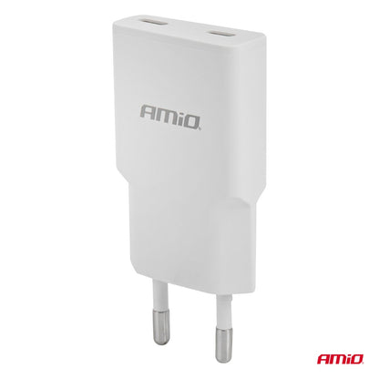 CHARGEUR MURAL 2XUSB-C 230V 30W AMIO