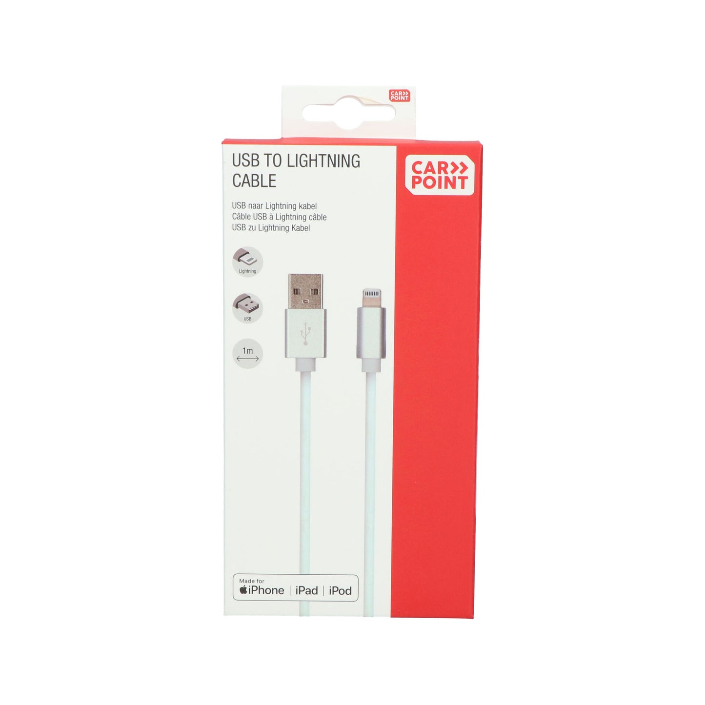 CÂBLE USB A VERS LIGHTNING 8 PIN - 1 M ADAPTABLE POUR APPLE - CARPOINT