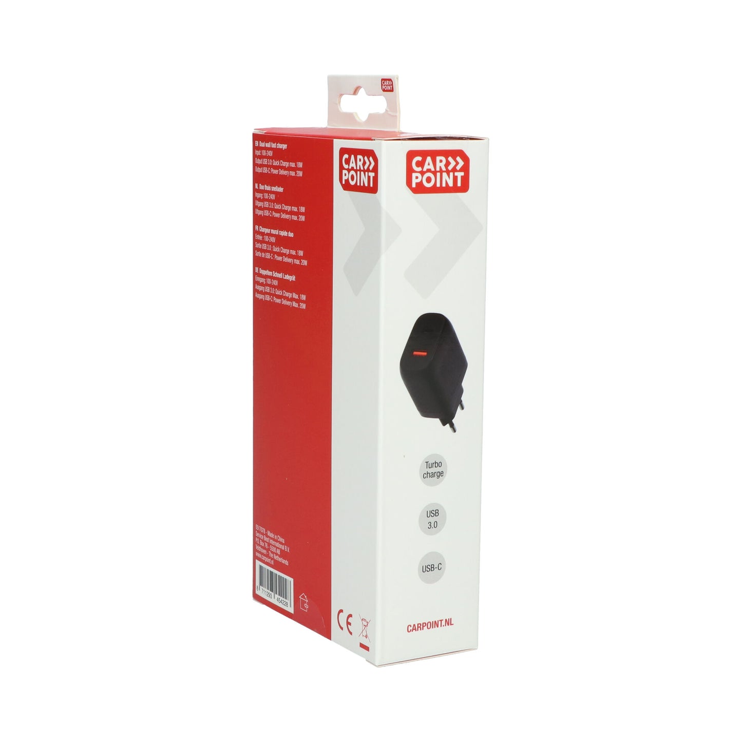 CHARGEUR MURAL RAPIDE DUO  20W USB-C + 18W USB 3.0 CARPOINT