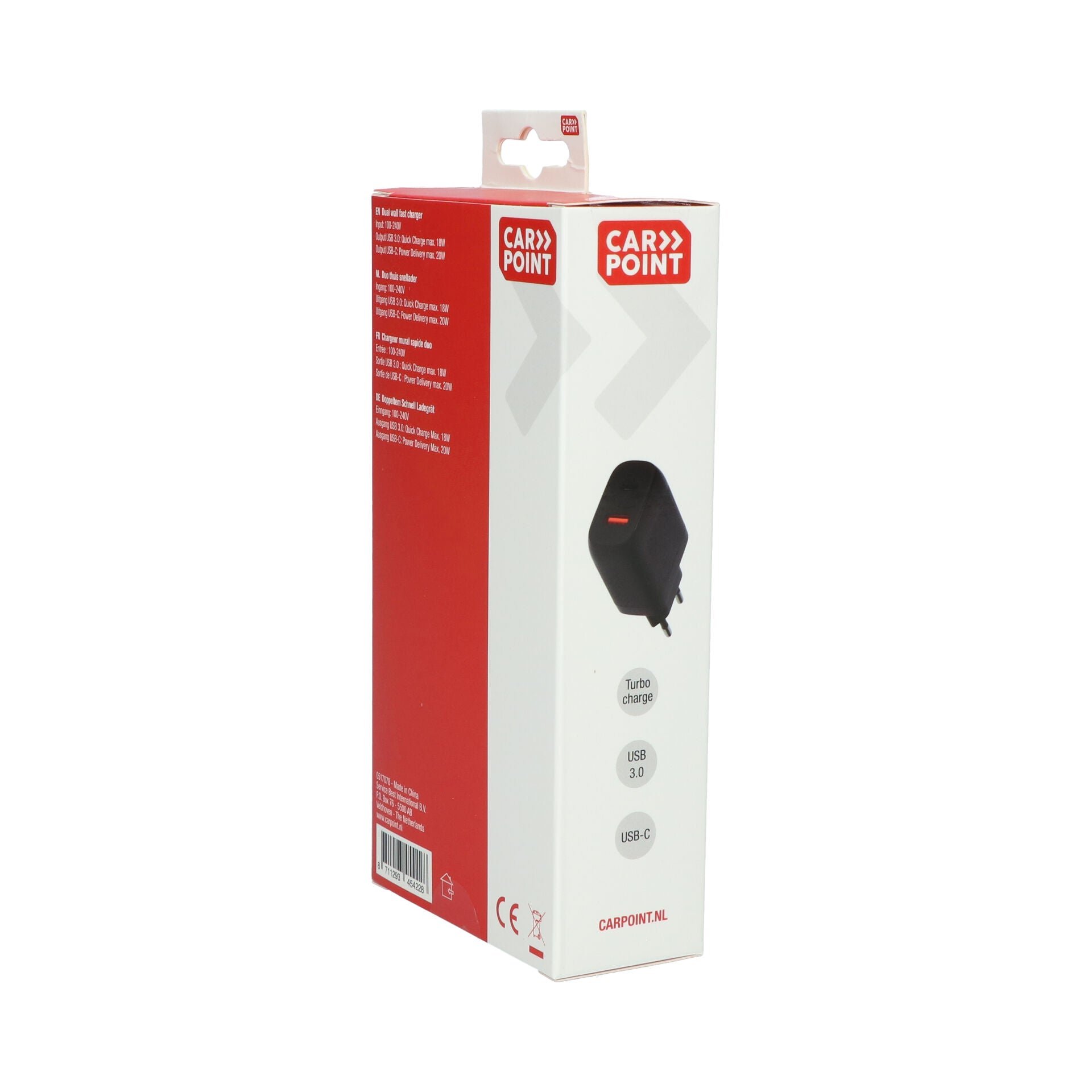 CHARGEUR MURAL RAPIDE DUO  20W USB-C + 18W USB 3.0 CARPOINT