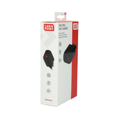 CHARGEUR MURAL RAPIDE DUO  20W USB-C + 18W USB 3.0 CARPOINT