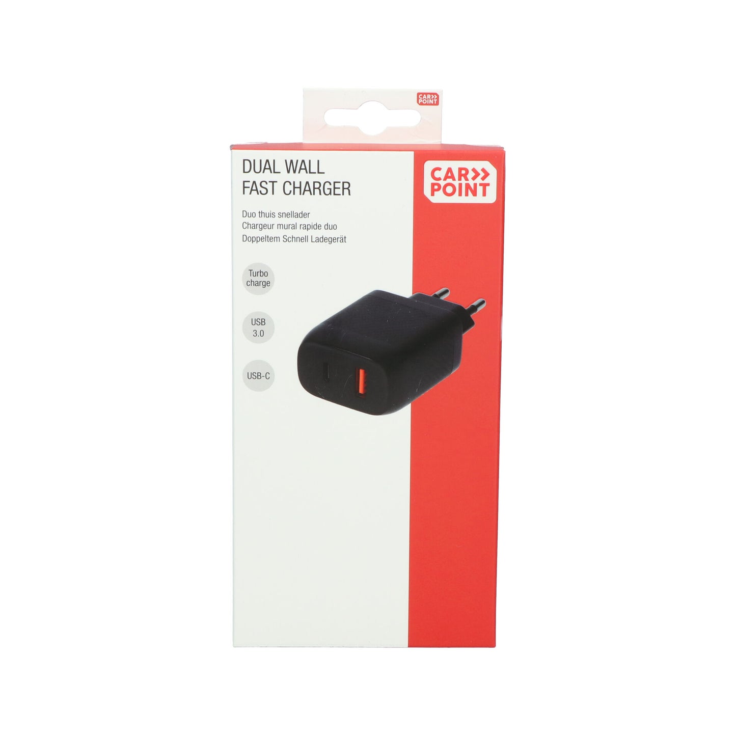 CHARGEUR MURAL RAPIDE DUO  20W USB-C + 18W USB 3.0 CARPOINT