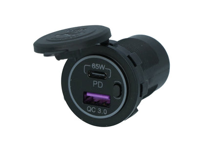 CHARGEUR RAPIDE CARPOINT AVEC CONNECTEUR INTÉGRÉ USB/USB-C 65W