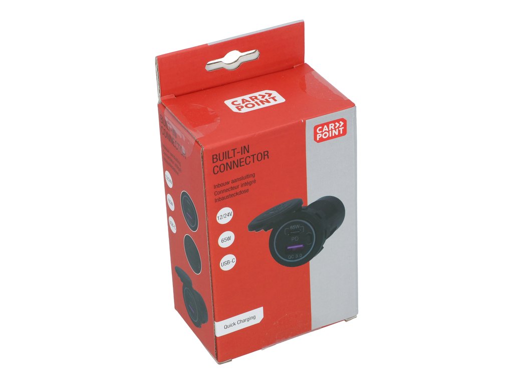 CHARGEUR RAPIDE CARPOINT AVEC CONNECTEUR INTÉGRÉ USB/USB-C 65W
