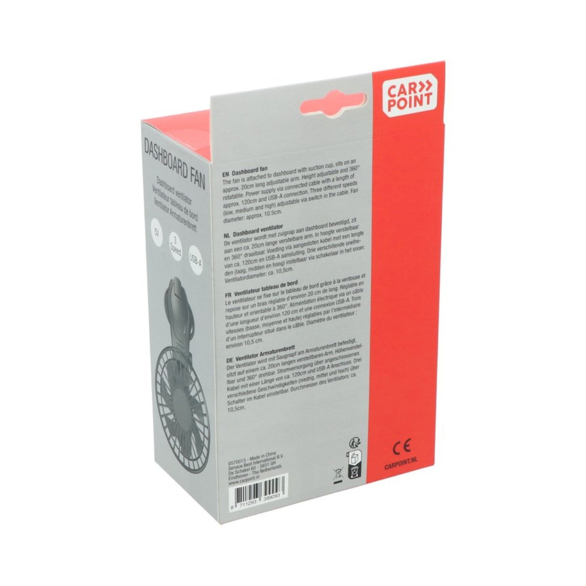 VENTILATEUR USB AVEC MONTAGE SUR VENTOUSE CARPOINT