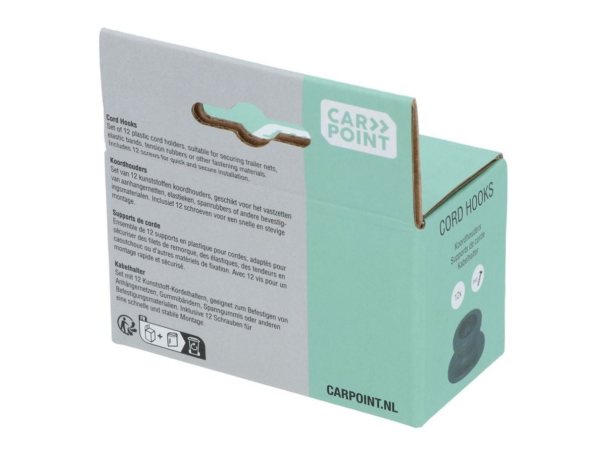 CROCHETS DE FIXATION RONDS PLASTIQUE X 12 POUR REMORQUE CARPOINT