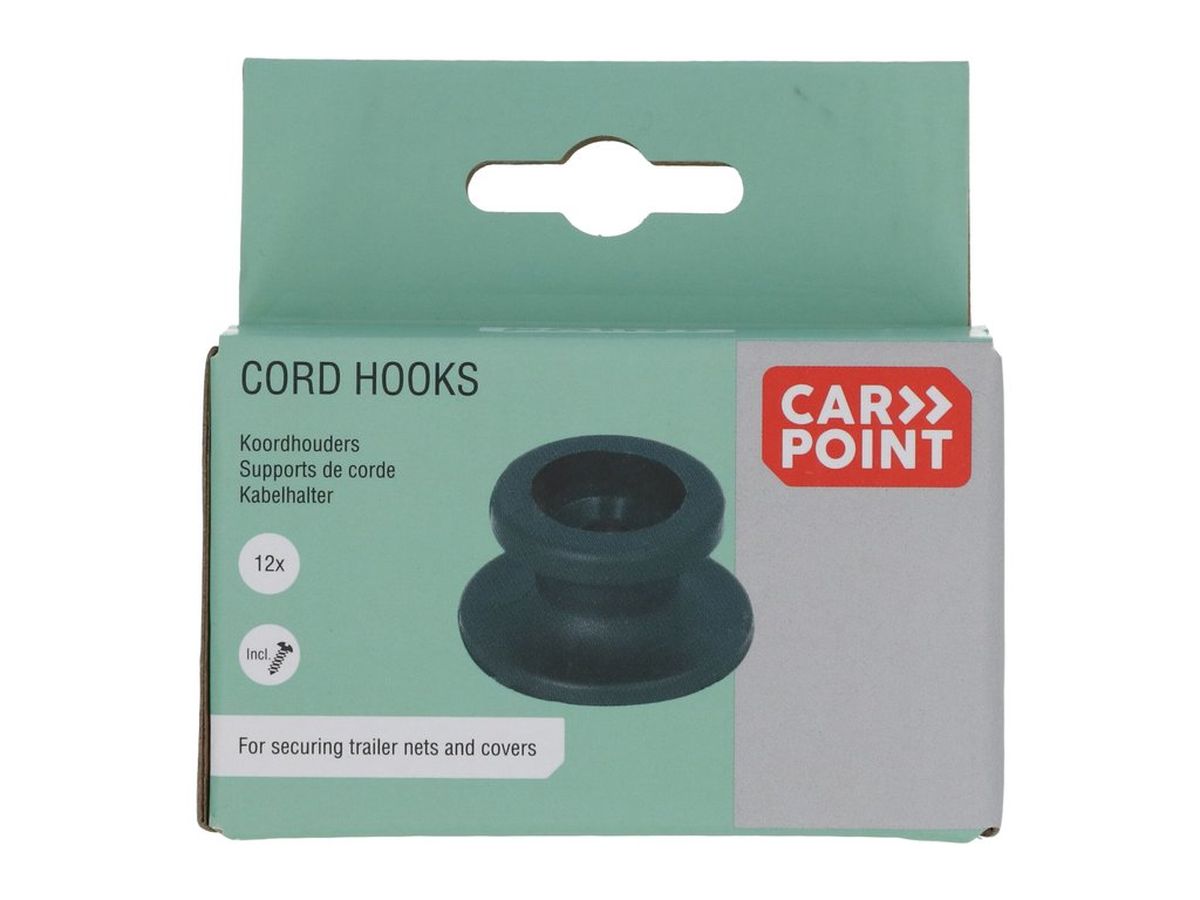 CROCHETS DE FIXATION RONDS PLASTIQUE X 12 POUR REMORQUE CARPOINT