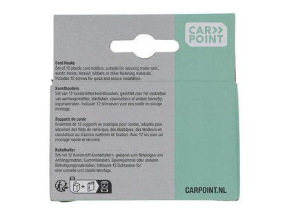 CROCHETS DE FIXATION RONDS PLASTIQUE X 12 POUR REMORQUE CARPOINT