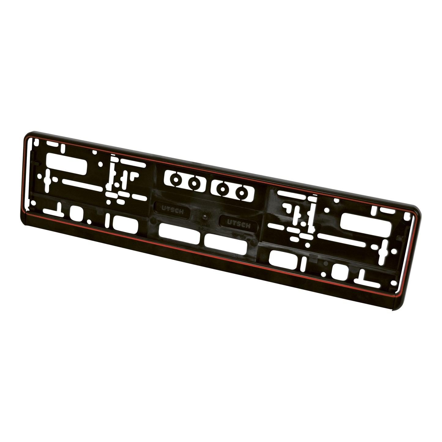 SUPPORT PLAQUE D'IMMATRICULATION UNIVERSEL 52X11CM NOIR ROUGE