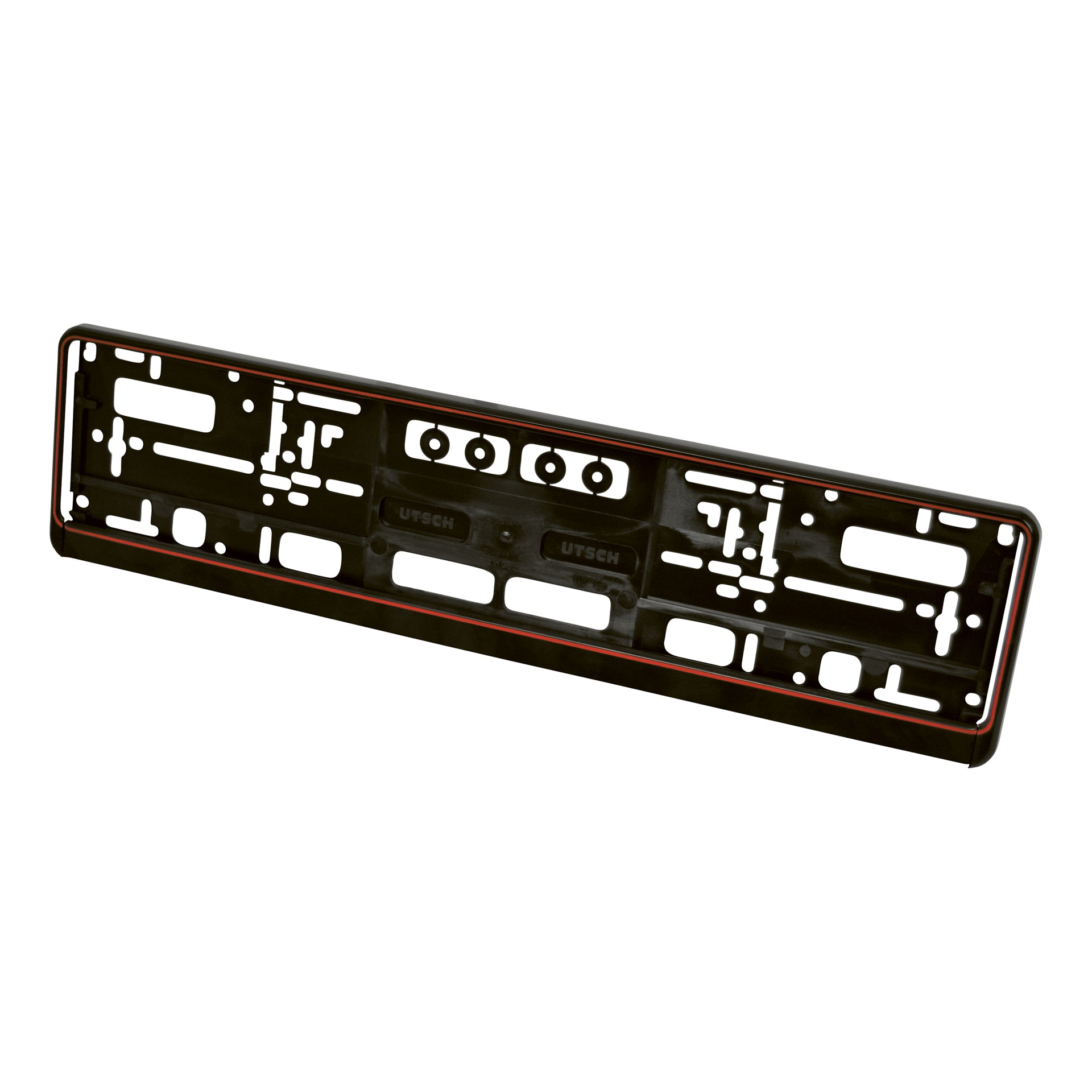 SUPPORT PLAQUE D'IMMATRICULATION UNIVERSEL 52X11CM NOIR ROUGE