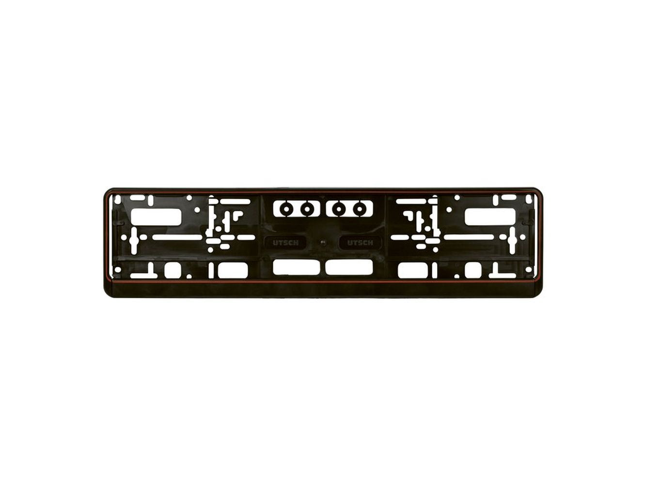 SUPPORT PLAQUE D'IMMATRICULATION UNIVERSEL 52X11CM NOIR ROUGE
