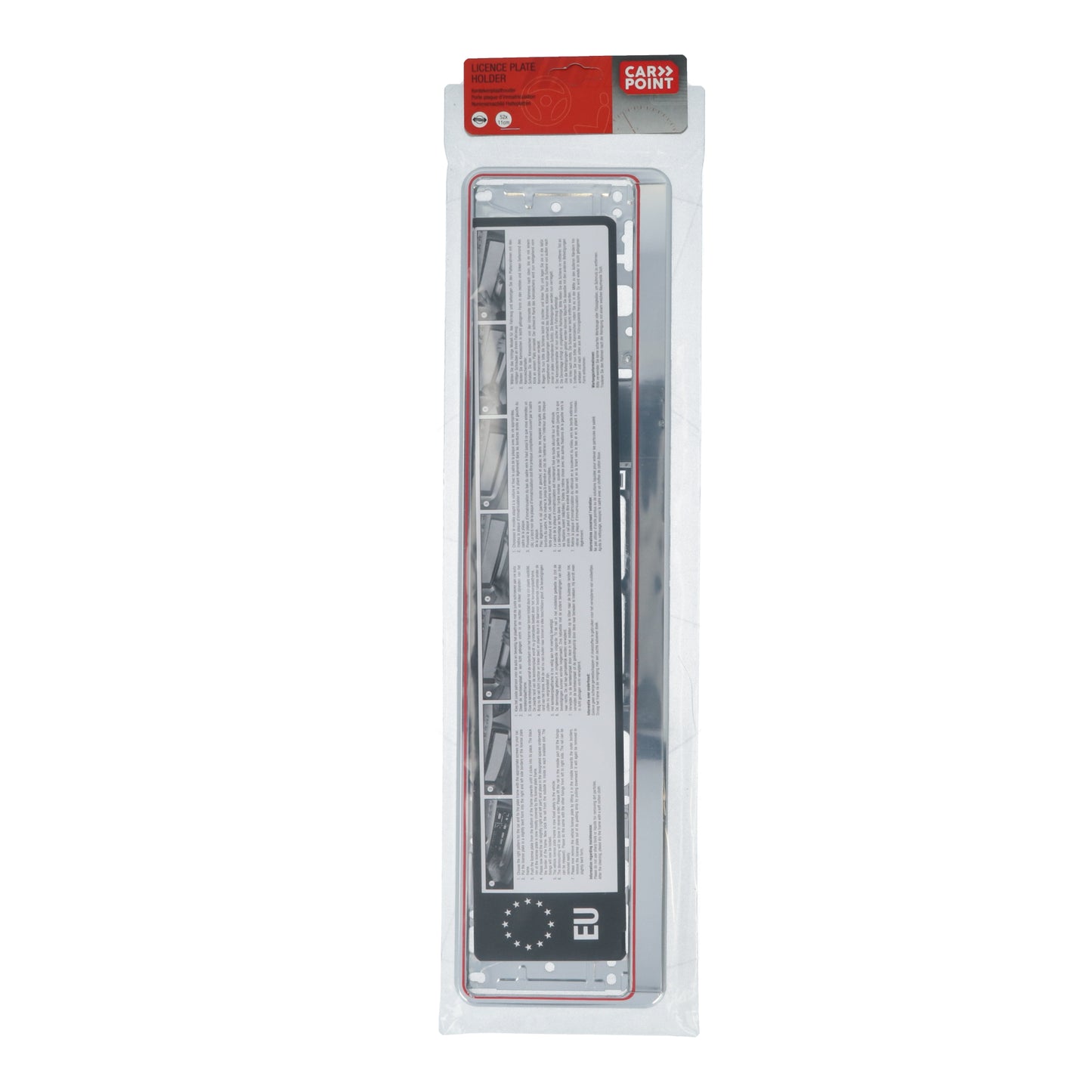 SUPPORT PLAQUE D'IMMATRICULATION LONGUE UNIVERSEL EU CHROME