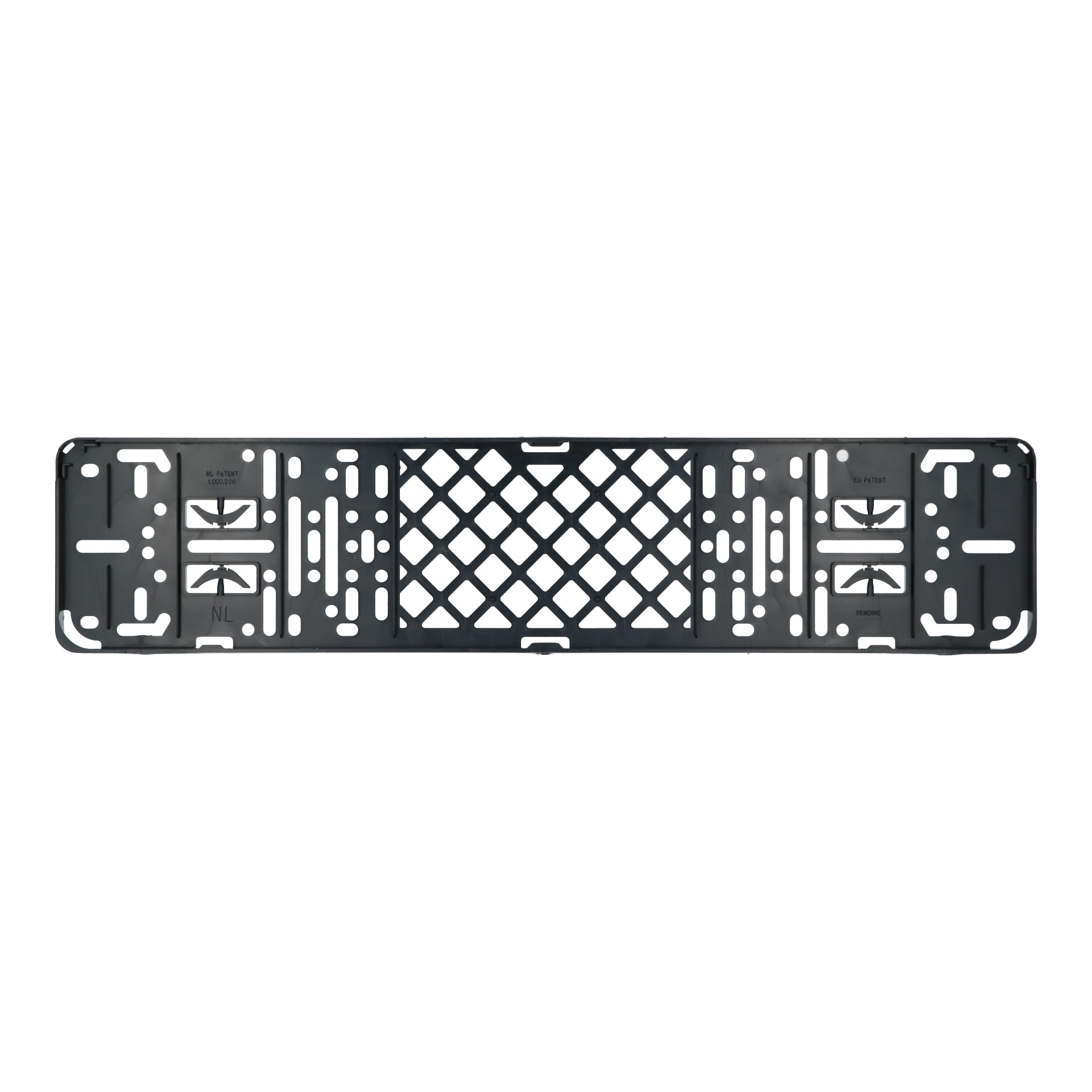 SUPPORT PLAQUE D'IMMATRICULATION UNIVERSEL A CLIQUER 52X11CM NOIR