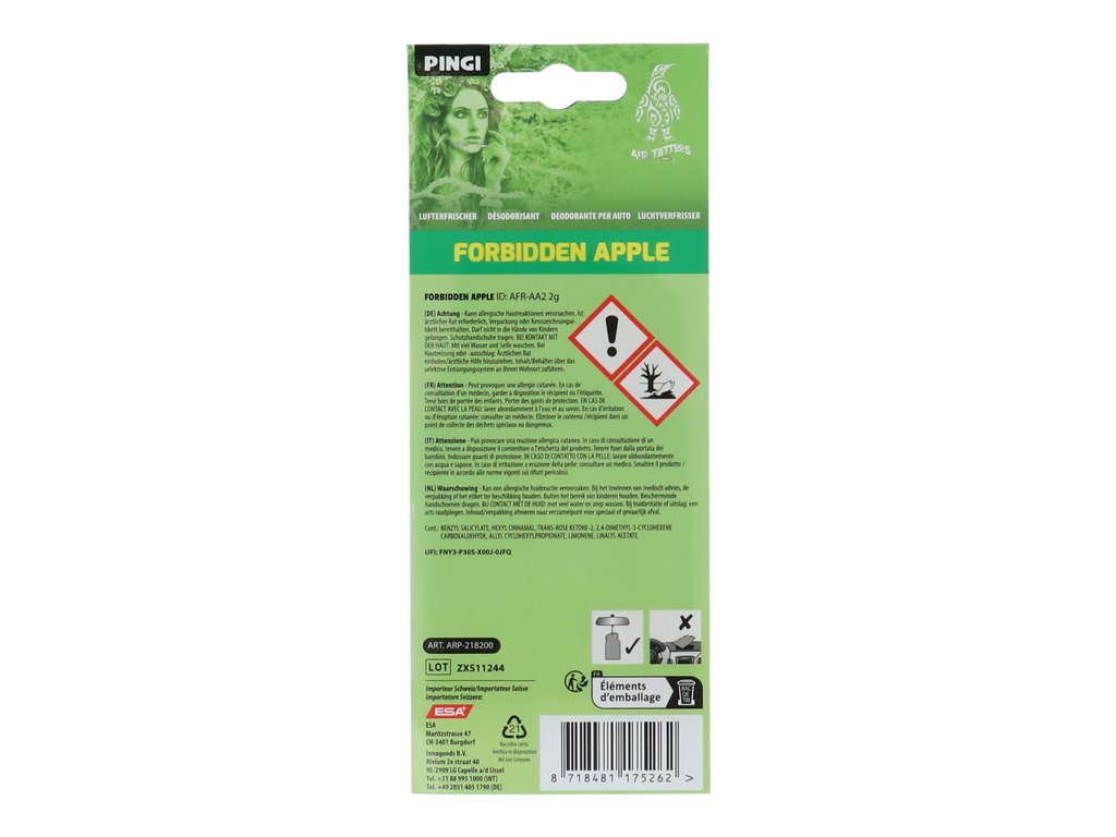 DÉSODORISANT PINGI AIR TATTOOS POMME INTERDITE
