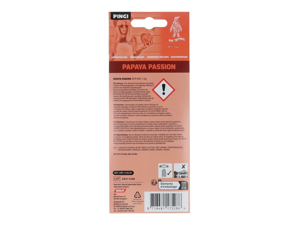 DÉSODORISANT PINGI AIR TATTOOS PAPAYE PASSION