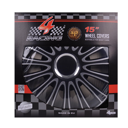 JEU D ENJOLIVEURS DE ROUES LEMANS PRO SILVER BLACK 15INCH