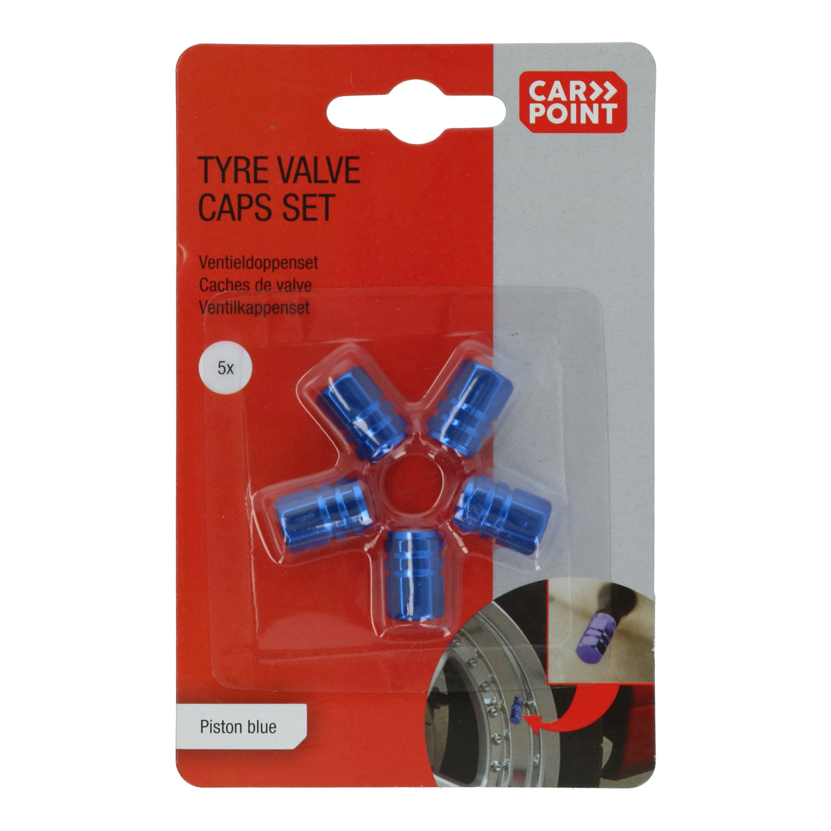 JEU DE 5 CAPUCHONS DE VALVES PISTON UNIVERSEL BLEU