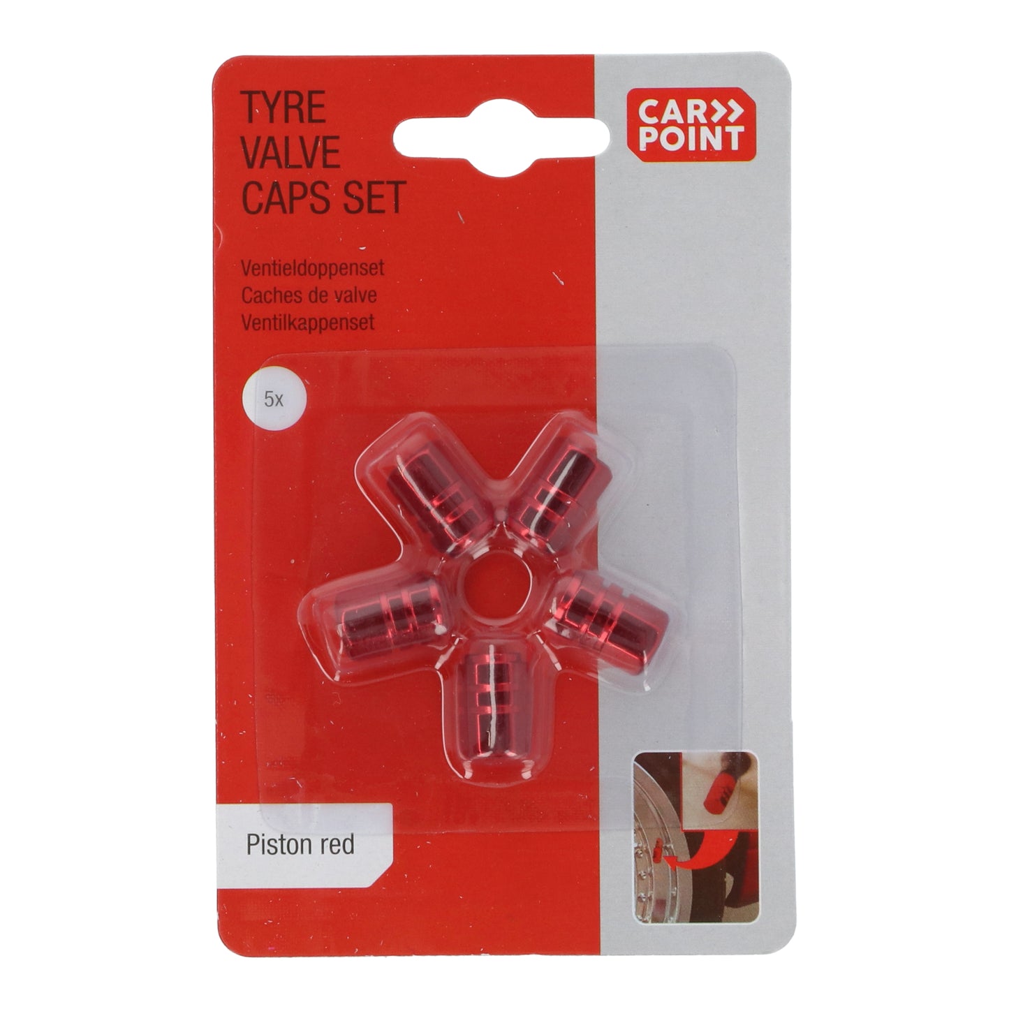 JEU DE 5 CAPUCHONS DE VALVES PISTON UNIVERSEL ROUGE