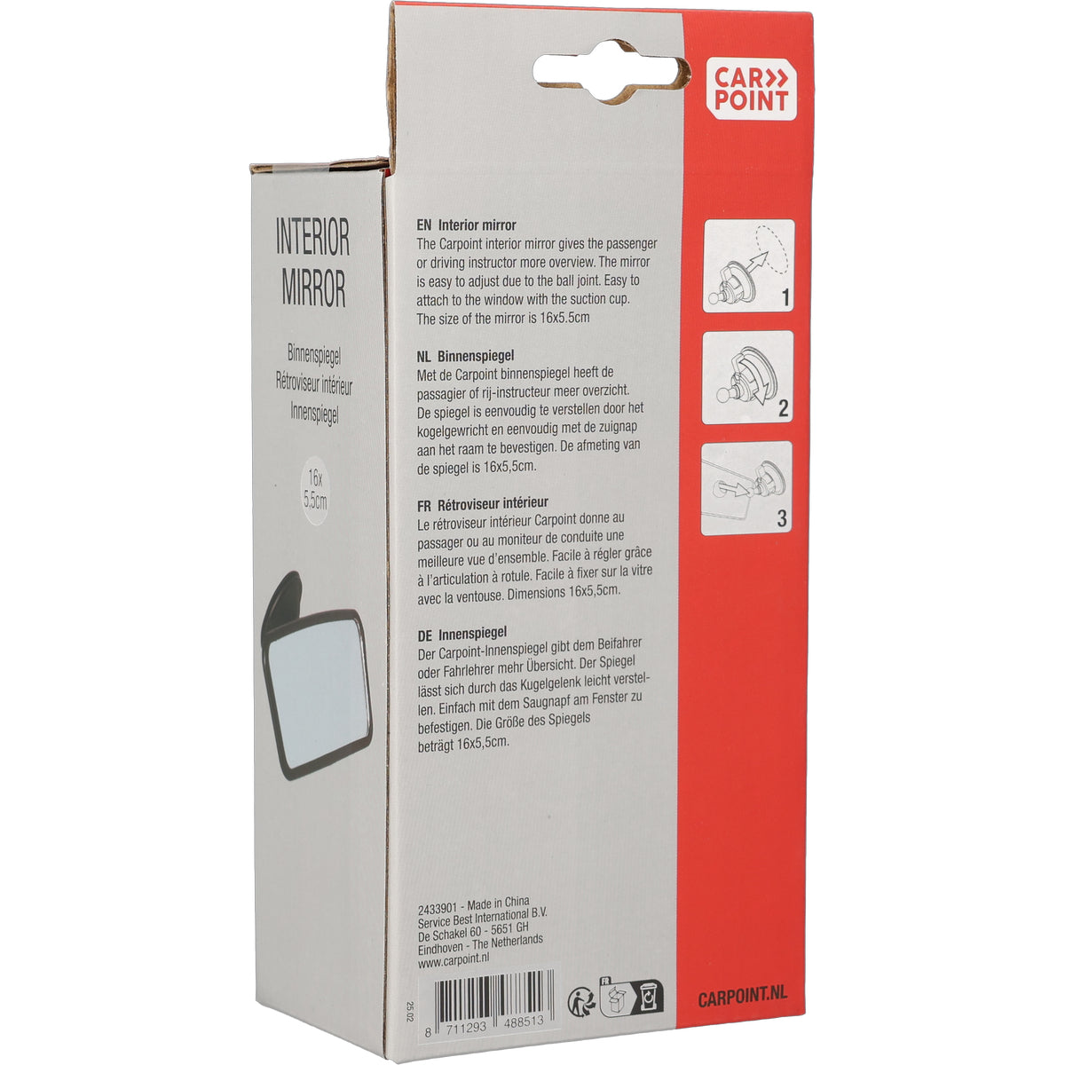 RETROVISEUR INTERIEUR AVEC VENTOUSE 15.2X5.4CM