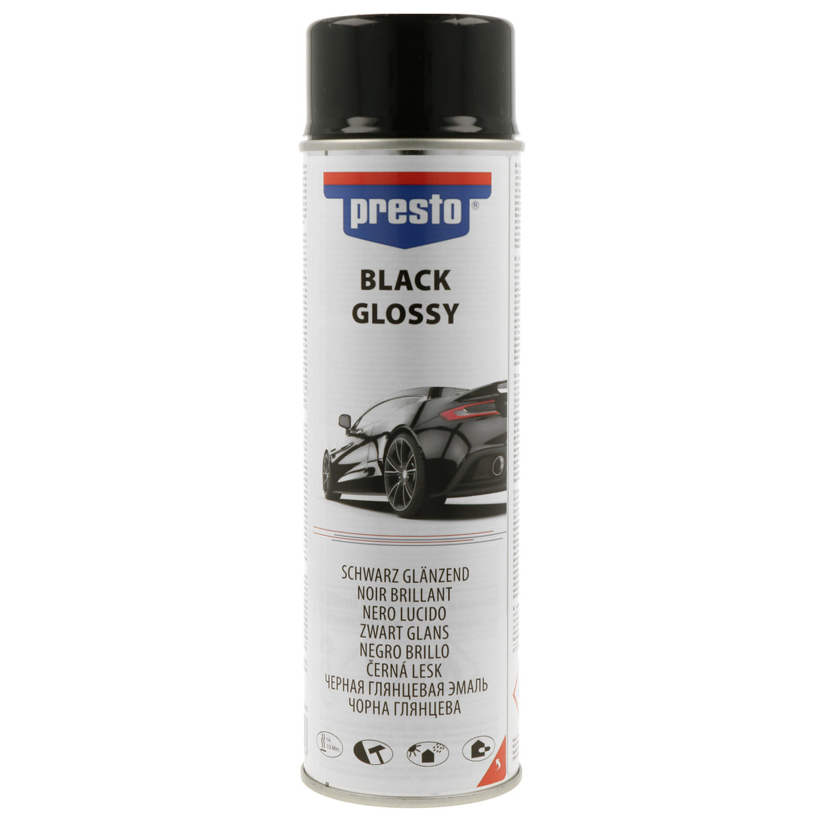 PEINTURE NOIR BRILLANTE AEROSOL 500ML PRESTO