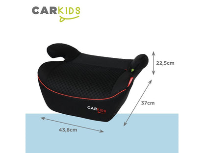 REHAUSSEUR BAS 125-150CM ISIZE R129 NOIR BANDE ROUGE CAR KIDS