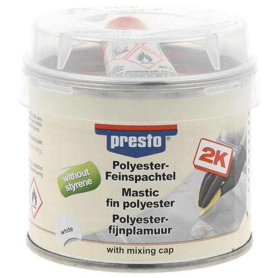 MASTIC FIN A BASE DE POLYESTER 2K SANS STYRENE 250G PRESTO