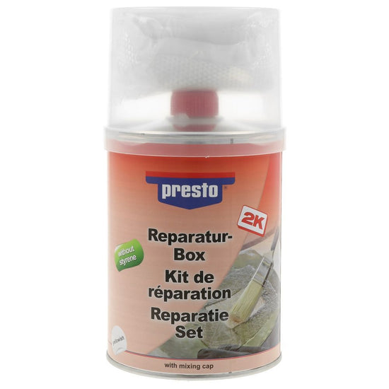 KIT MASTIC DE RÉPARATION RESINE POLYESTER 2K SANS STYRENE 1KG PRESTO