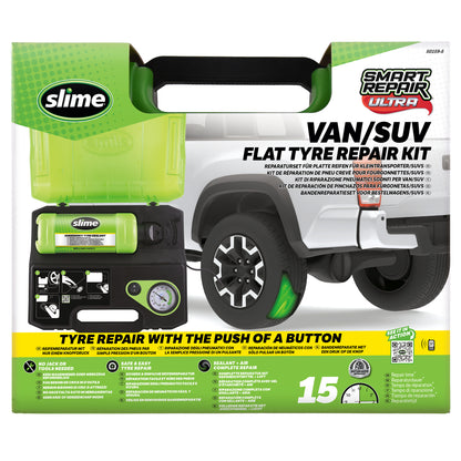 KIT ANTI-CREVAISON A INJECTION AUTOMATIQUE AVEC BOUTEILLE INTEGREE 532ML ET COMPRESSEUR SLIME