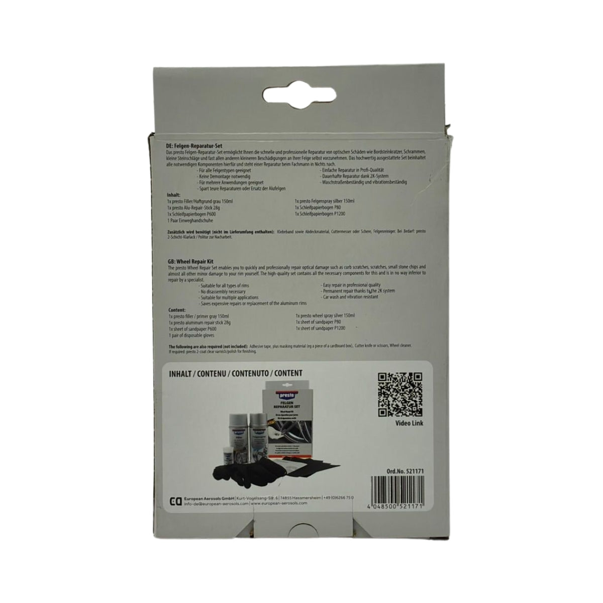 KIT DE RÉPARATION DE ROUES 500ML PRESTO