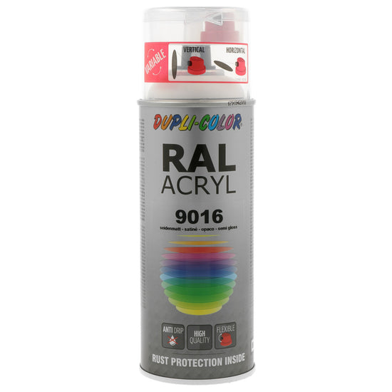 PEINTURE ACRYL RAL9016 BLANC TRAFFIC SATINE 400ML DUPLI COLOR