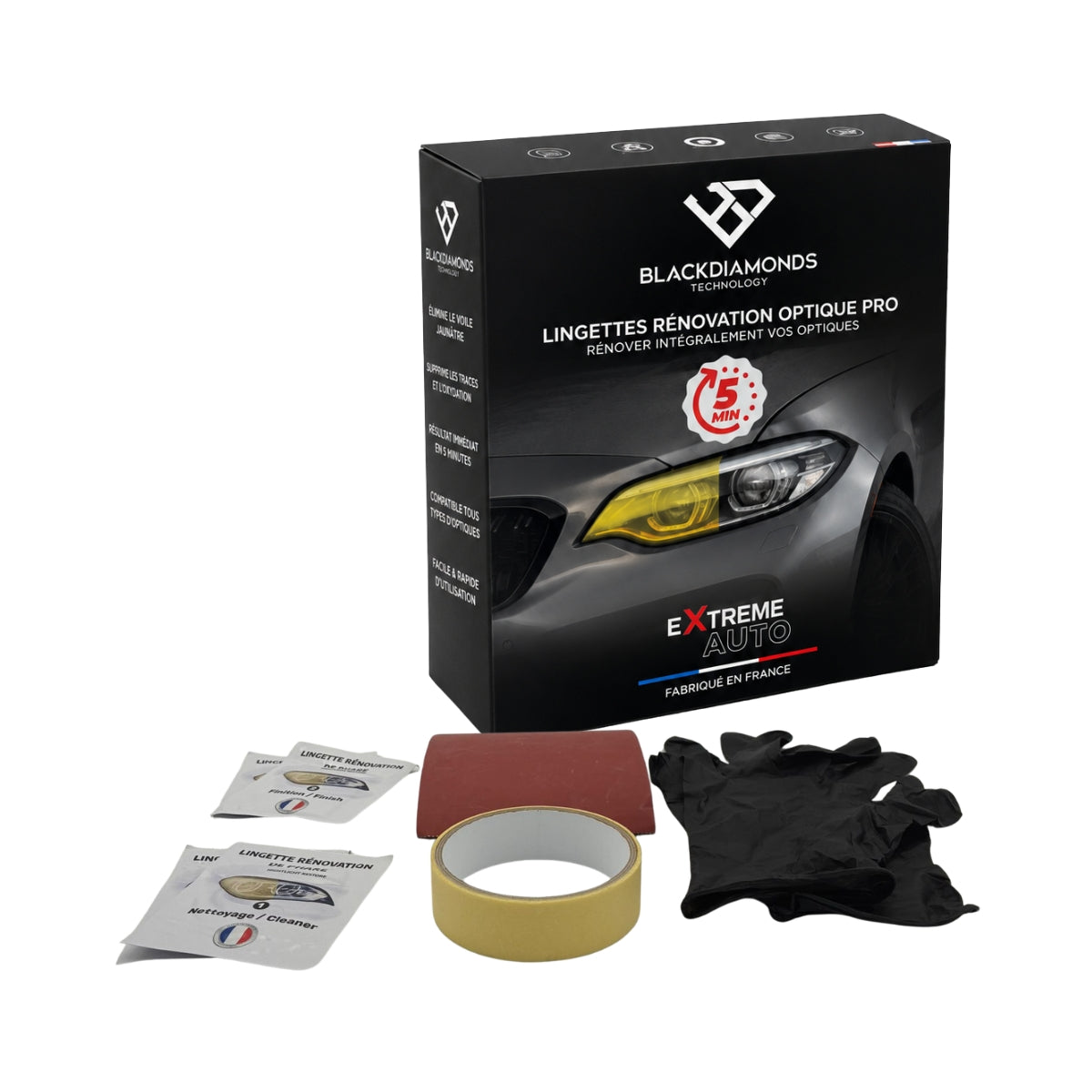 KIT PRO LINGETTES RENOV'PHARES (LINGETTES/GANTS/EPONGE A PONCER/BANDE ADHESIVE) BLACK DIAMONDS