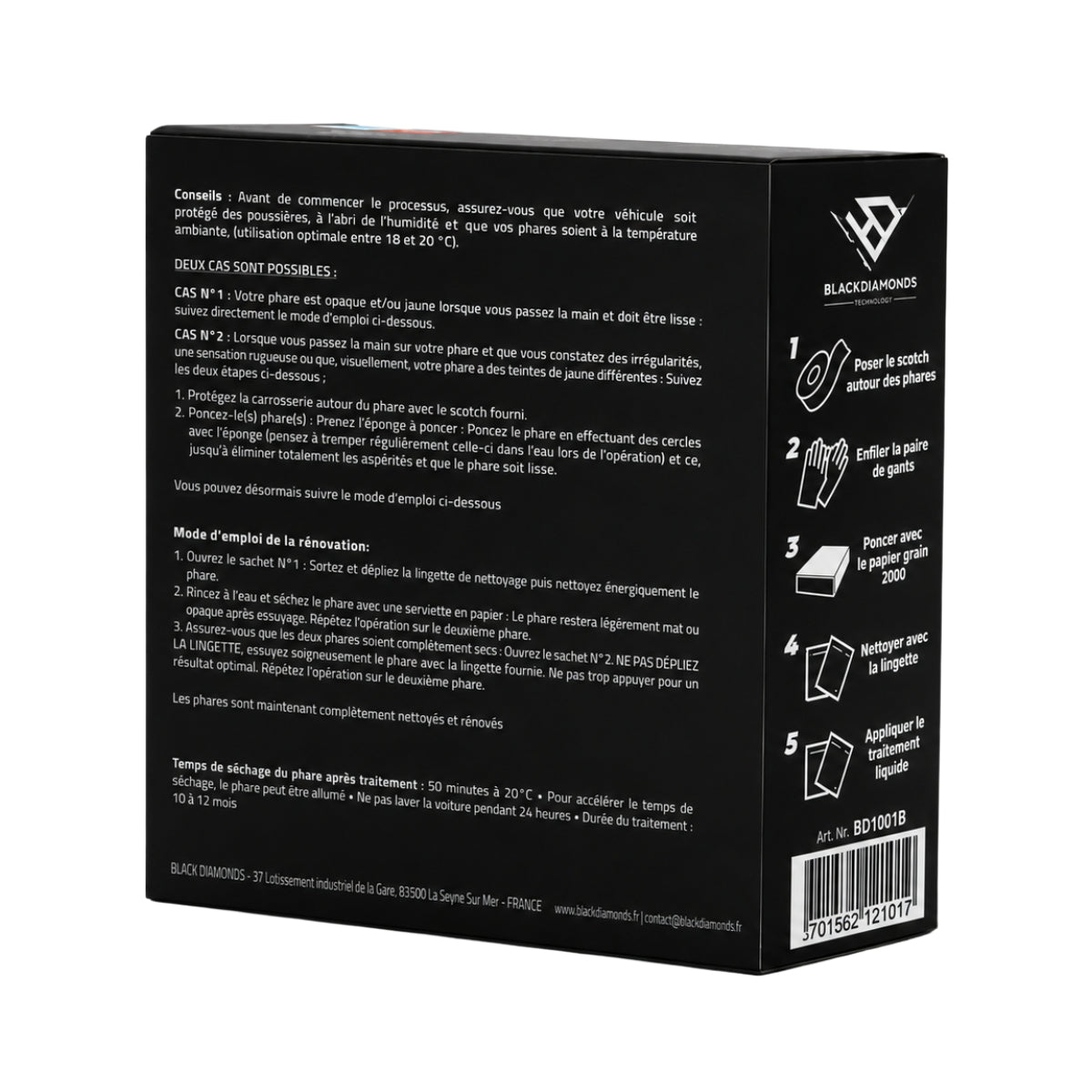 KIT PRO LINGETTES RENOV'PHARES (LINGETTES/GANTS/EPONGE A PONCER/BANDE ADHESIVE) BLACK DIAMONDS