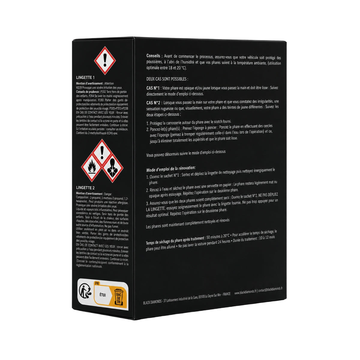KIT PRO LINGETTES RENOV'PHARES (LINGETTES/GANTS/EPONGE A PONCER/BANDE ADHESIVE) BLACK DIAMONDS
