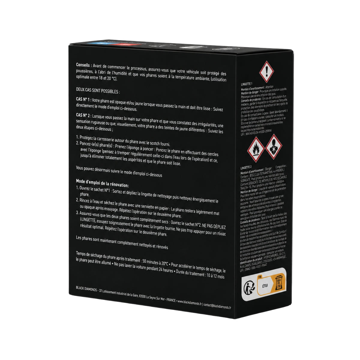 KIT PRO LINGETTES RENOV'PHARES (LINGETTES/GANTS/EPONGE A PONCER/BANDE ADHESIVE) BLACK DIAMONDS