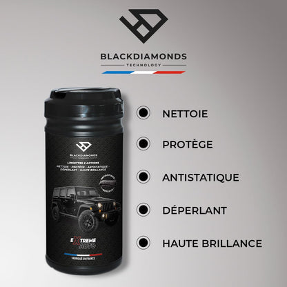 POT 80 LINGETTES SANS EAU BLACK DIAMONDS AVEC MICROFIBRE