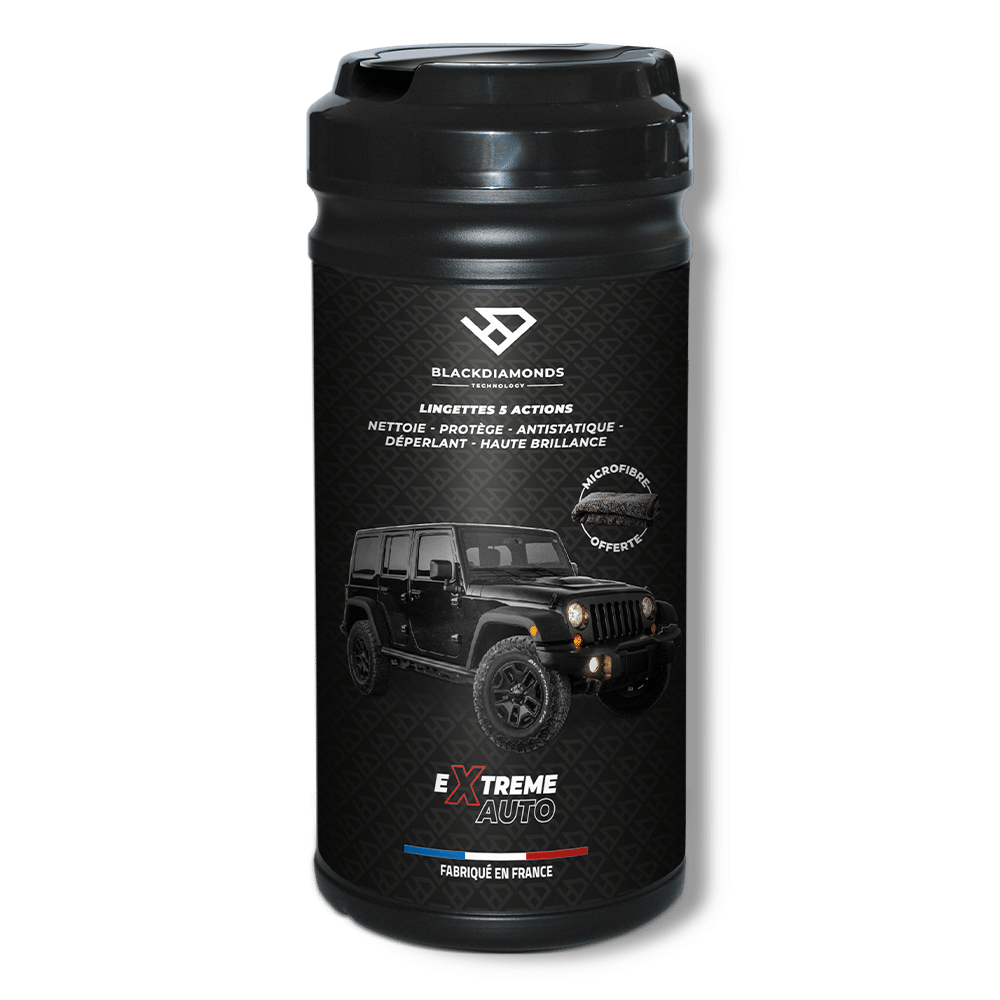 POT 80 LINGETTES SANS EAU BLACK DIAMONDS AVEC MICROFIBRE