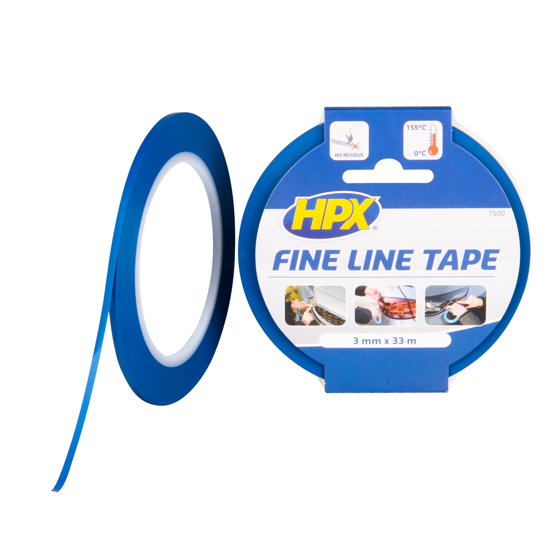 RUBAN ADHESIF LIGNE FINE BLEU 3MM X 33M HPX