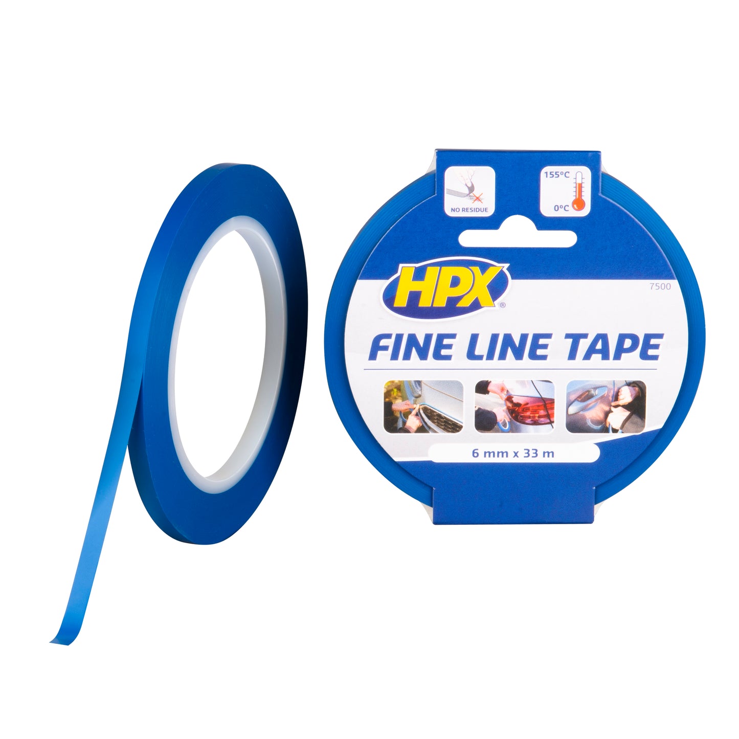 RUBAN ADHESIF LIGNE FINE BLEU 6MM X 33M HPX