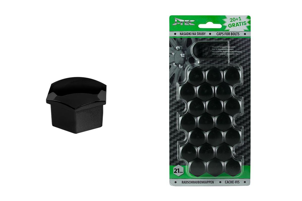CACHE ECROUS 21MM NOIR X 21PCS