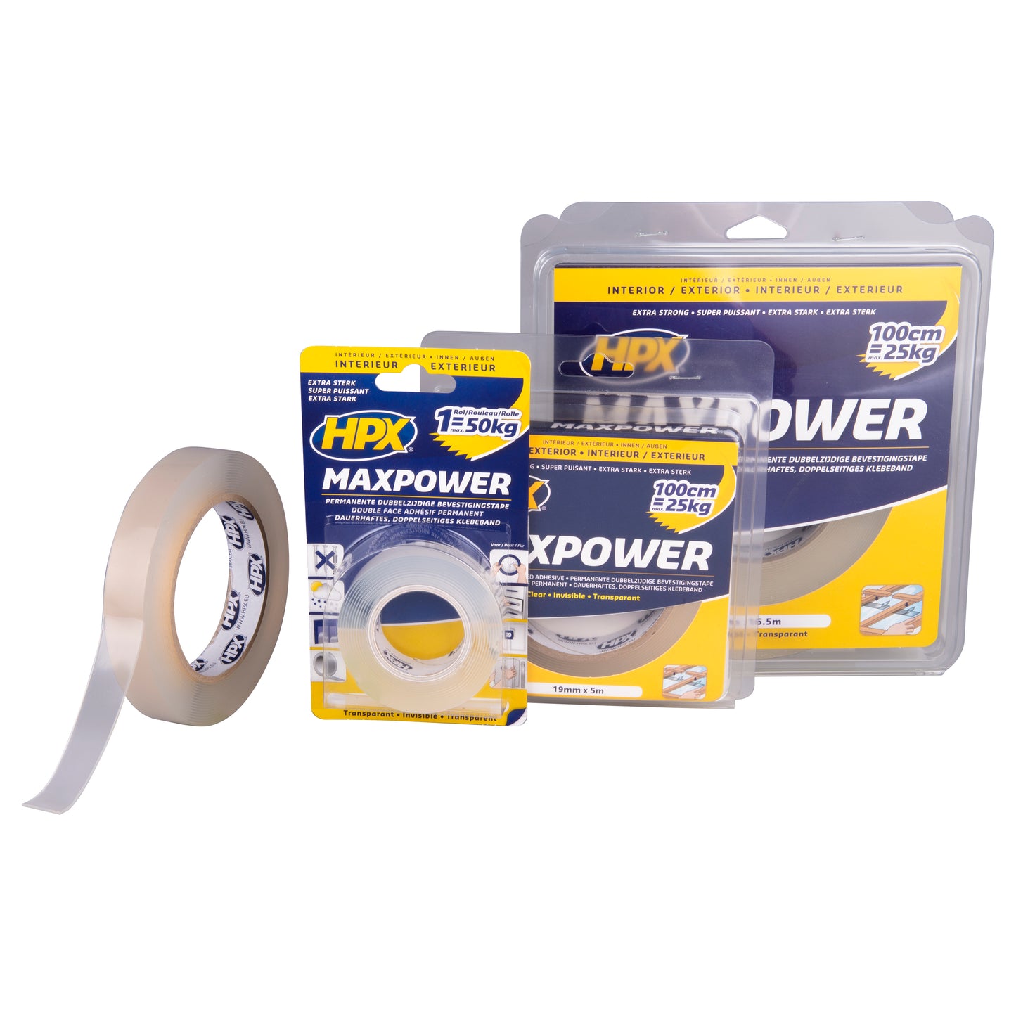RUBAN ADHÉSIF MAX POWER TRANSPARENT DOUBLE FACE - 19MM X 2M HPX